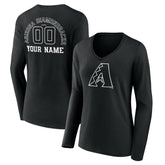 Arizona Diamondbacks Women's Monochrome Personalized Name & Number Long Sleeve V-Neck T-Shirt Sale