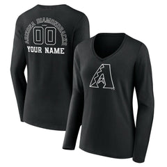 Arizona Diamondbacks Women's Monochrome Personalized Name & Number Long Sleeve V-Neck T-Shirt Sale