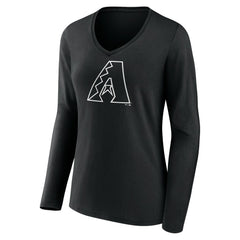 Arizona Diamondbacks Women's Monochrome Personalized Name & Number Long Sleeve V-Neck T-Shirt Sale
