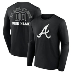 Atlanta Braves Monochrome Personalized Name & Number Long Sleeve T-Shirt Outlet