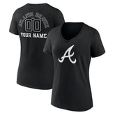 Atlanta Braves Women's Monochrome Personalized Name & Number V-Neck T-Shirt Near Me