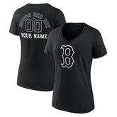Boston Red Sox Women's Monochrome Personalized Name & Number V-Neck T-Shirt Sale