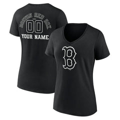 Boston Red Sox Women's Monochrome Personalized Name & Number V-Neck T-Shirt Sale