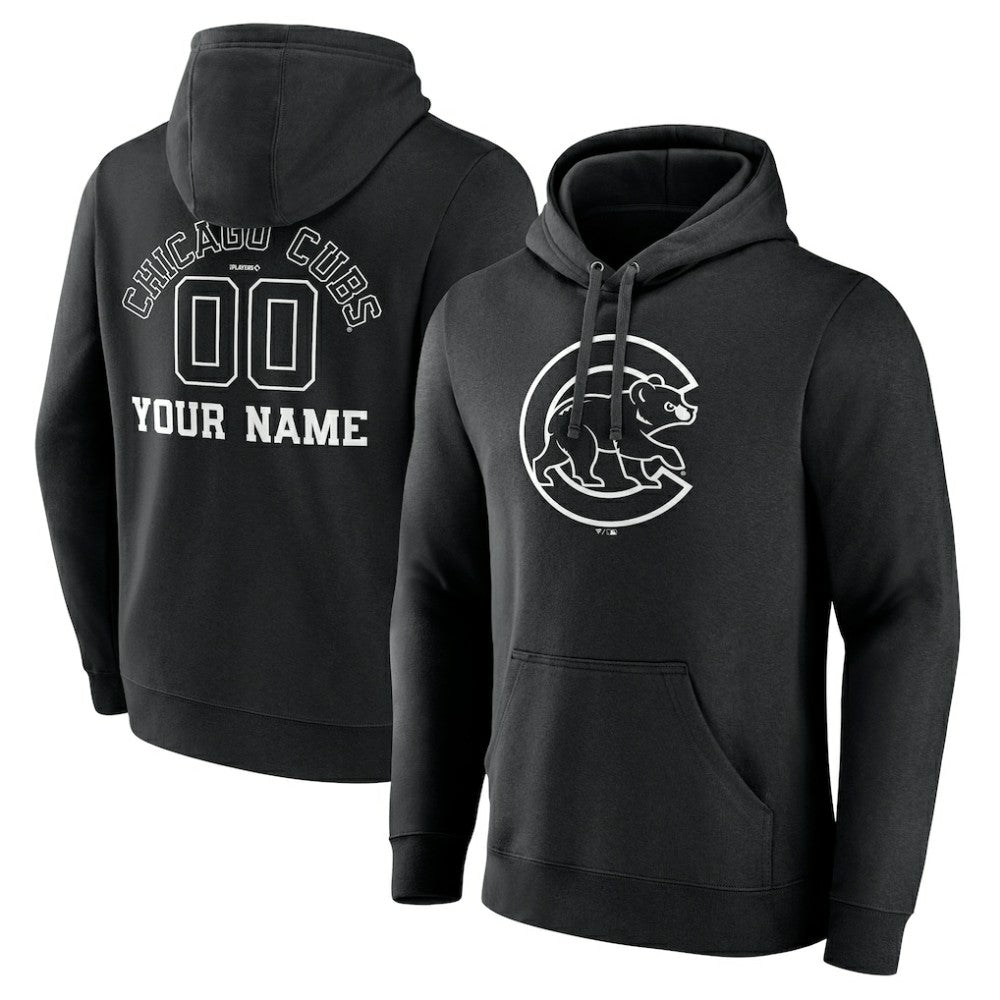 Chicago Cubs Monochrome Personalized Name & Number Pullover Hoodie Online