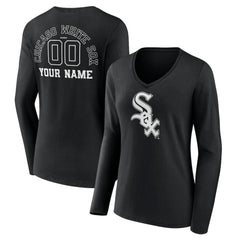 Chicago White Sox Women's Monochrome Personalized Name & Number Long Sleeve V-Neck T-Shirt Sale