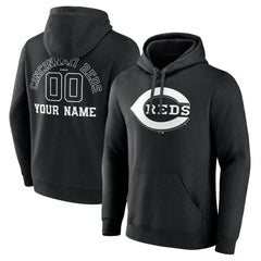 Cincinnati Reds Monochrome Personalized Name & Number Pullover Hoodie Near Me