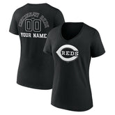 Cincinnati Reds Women's Monochrome Personalized Name & Number V-Neck T-Shirt Discount