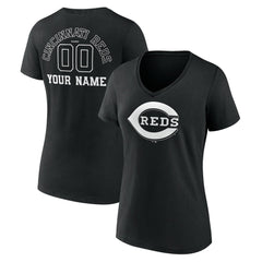 Cincinnati Reds Women's Monochrome Personalized Name & Number V-Neck T-Shirt Discount