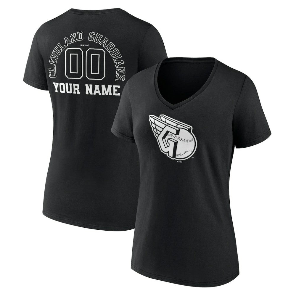 Cleveland Guardians Women's Monochrome Personalized Name & Number V-Neck T-Shirt Sale