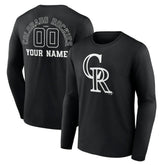 Colorado Rockies Monochrome Personalized Name & Number Long Sleeve T-Shirt Discount