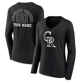 Colorado Rockies Women's Monochrome Personalized Name & Number Long Sleeve V-Neck T-Shirt Near Me