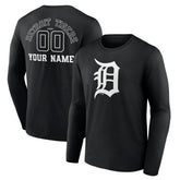 Detroit Tigers Monochrome Personalized Name & Number Long Sleeve T-Shirt Near Me