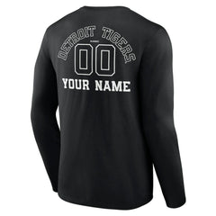 Detroit Tigers Monochrome Personalized Name & Number Long Sleeve T-Shirt Near Me