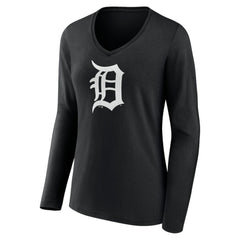 Detroit Tigers Women's Monochrome Personalized Name & Number Long Sleeve V-Neck T-Shirt Outlet