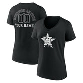 Houston Astros Women's Monochrome Personalized Name & Number V-Neck T-Shirt Outlet