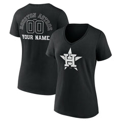 Houston Astros Women's Monochrome Personalized Name & Number V-Neck T-Shirt Outlet