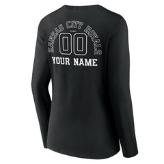 Kansas City Royals Women's Monochrome Personalized Name & Number Long Sleeve V-Neck T-Shirt Sale