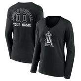 Los Angeles Angels Women's Monochrome Personalized Name & Number Long Sleeve V-Neck T-Shirt for sale
