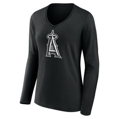 Los Angeles Angels Women's Monochrome Personalized Name & Number Long Sleeve V-Neck T-Shirt for sale