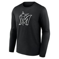 Miami Marlins Monochrome Personalized Name & Number Long Sleeve T-Shirt Discount