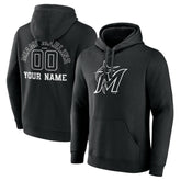 Miami Marlins Monochrome Personalized Name & Number Pullover Hoodie Discount