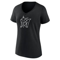 Miami Marlins Women's Monochrome Personalized Name & Number V-Neck T-Shirt Discount