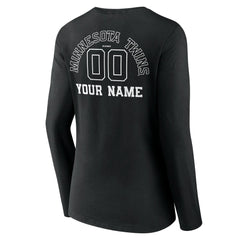 Minnesota Twins Women's Monochrome Personalized Name & Number Long Sleeve V-Neck T-Shirt Near Me
