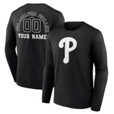 Philadelphia Phillies Monochrome Personalized Name & Number Long Sleeve T-Shirt Near Me
