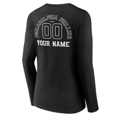 Philadelphia Phillies Women's Monochrome Personalized Name & Number Long Sleeve V-Neck T-Shirt for sale