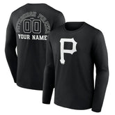 Pittsburgh Pirates Monochrome Personalized Name & Number Long Sleeve T-Shirt Sale