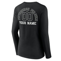 Pittsburgh Pirates Women's Monochrome Personalized Name & Number Long Sleeve V-Neck T-Shirt Near Me