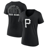 Pittsburgh Pirates Women's Monochrome Personalized Name & Number V-Neck T-Shirt Online