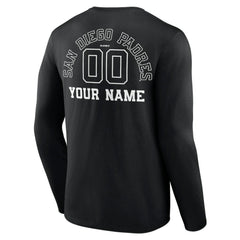 San Diego Padres Monochrome Personalized Name & Number Long Sleeve T-Shirt Outlet