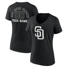 San Diego Padres Women's Monochrome Personalized Name & Number V-Neck T-Shirt Outlet