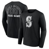 Seattle Mariners Monochrome Personalized Name & Number Long Sleeve T-Shirt Sale
