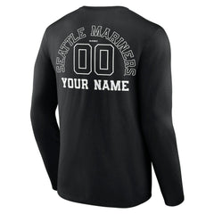 Seattle Mariners Monochrome Personalized Name & Number Long Sleeve T-Shirt Sale
