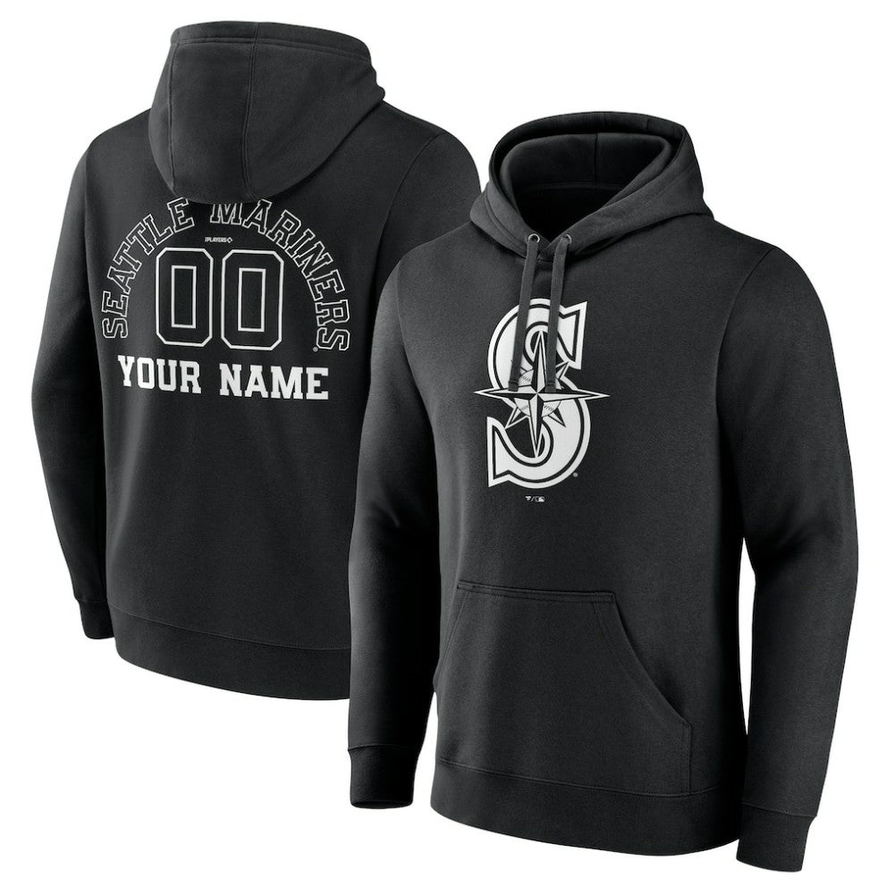 Seattle Mariners Monochrome Personalized Name & Number Pullover Hoodie Sale