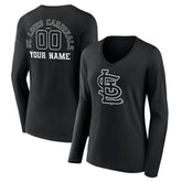 St. Louis Cardinals Women's Monochrome Personalized Name & Number Long Sleeve V-Neck T-Shirt Near Me