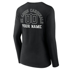 St. Louis Cardinals Women's Monochrome Personalized Name & Number Long Sleeve V-Neck T-Shirt Near Me