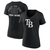 Tampa Bay Rays Women's Monochrome Personalized Name & Number V-Neck T-Shirt Outlet
