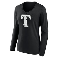 Texas Rangers Women's Monochrome Personalized Name & Number Long Sleeve V-Neck T-Shirt Online