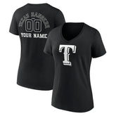 Texas Rangers Women's Monochrome Personalized Name & Number V-Neck T-Shirt for sale