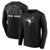Toronto Blue Jays Monochrome Personalized Name & Number Long Sleeve T-Shirt Discount