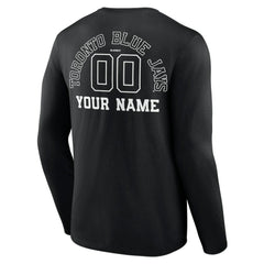 Toronto Blue Jays Monochrome Personalized Name & Number Long Sleeve T-Shirt Discount