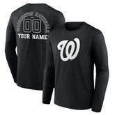 Washington Nationals Monochrome Personalized Name & Number Long Sleeve T-Shirt Discount