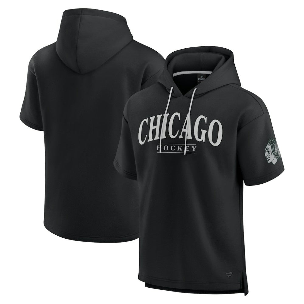 Chicago Blackhawks Fanatics Elements Ready Short Sleeve Pullover Hoodie - Black | Fanatics on sale