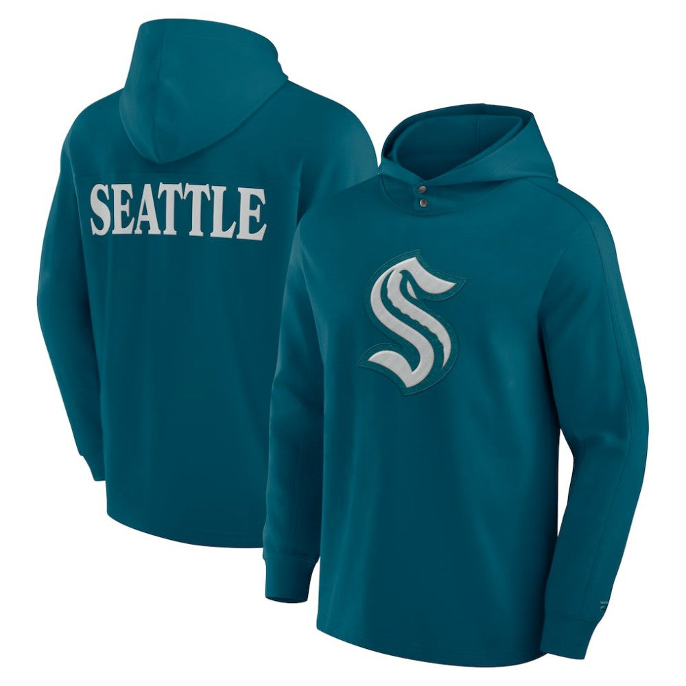 Seattle Kraken Fanatics Elements Blaze Tri-Blend Long Sleeve Hoodie T-Shirt - Teal | Fanatics on sale