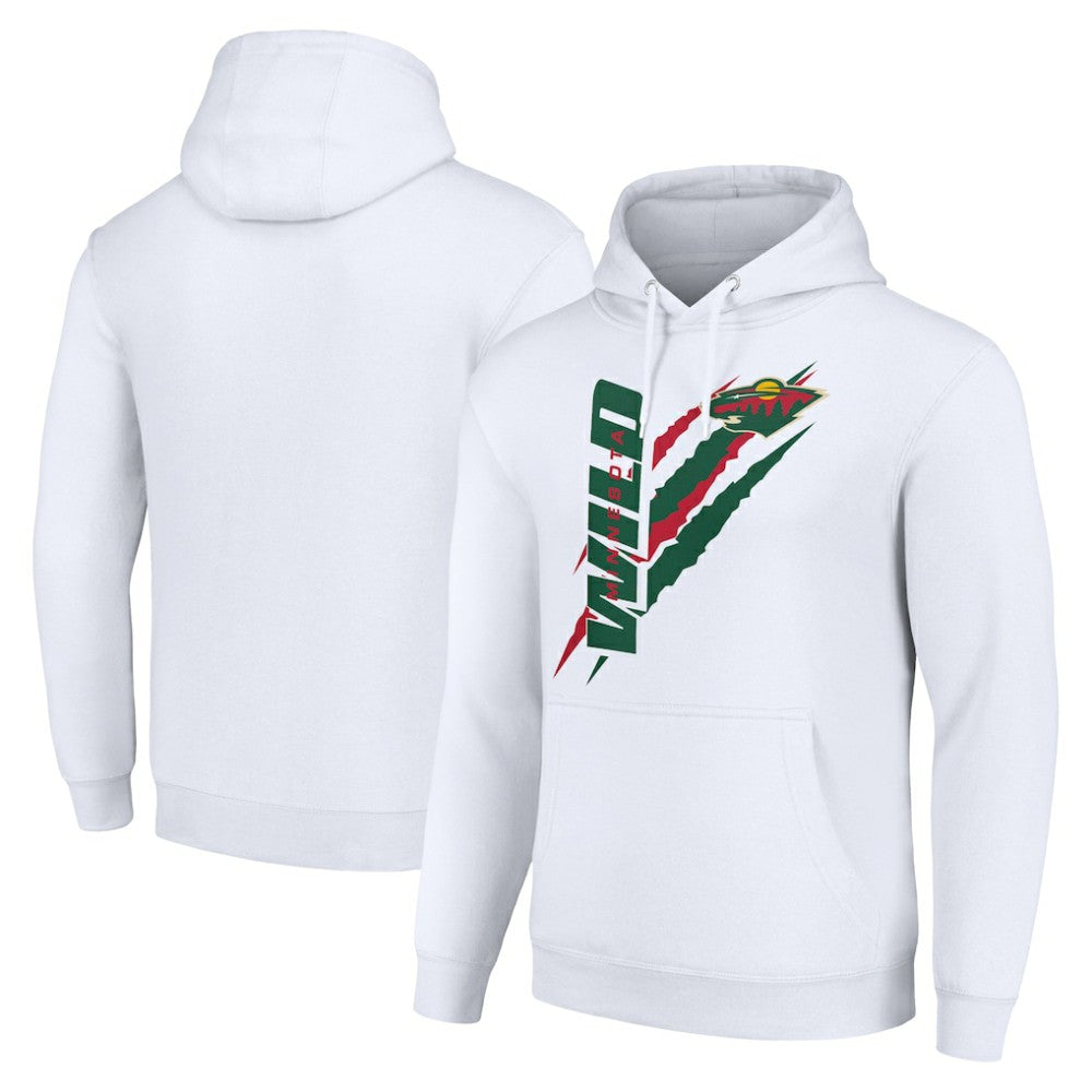 Minnesota Wild Starter Color Scratch Fleece Pullover Hoodie - White | NHL Lifestyle