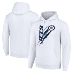 Winnipeg Jets Starter Color Scratch Fleece Pullover Hoodie - White | NHL Clearance