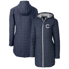 Chicago Cubs Cutter & Buck Women's City Connect Rainier PrimaLoft Eco Insulated Hooded Long Coat for sale
